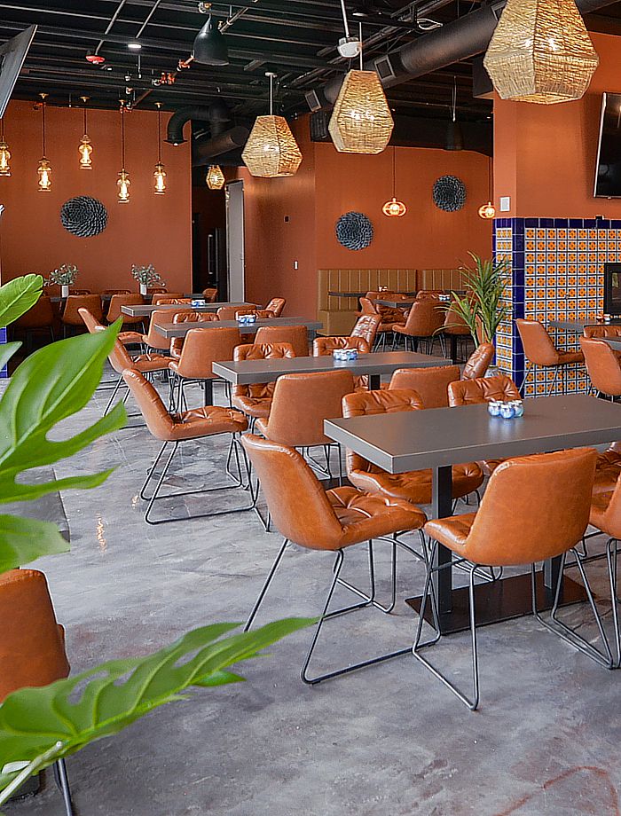 A Mexican restaurant designed by Sandy Schuster from interior design firm Rooms by Sandy.